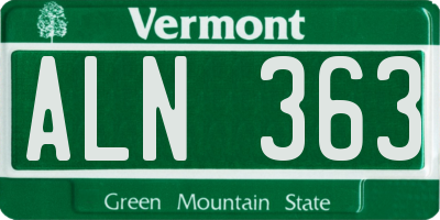 VT license plate ALN363