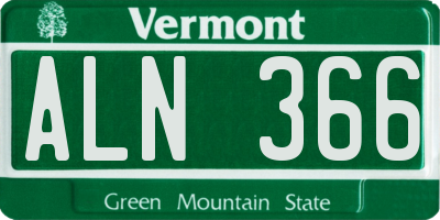 VT license plate ALN366
