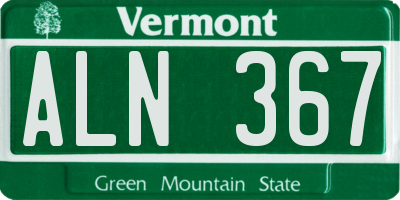 VT license plate ALN367