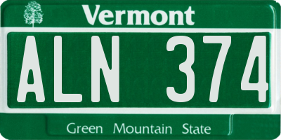 VT license plate ALN374