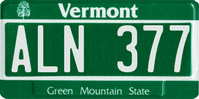 VT license plate ALN377