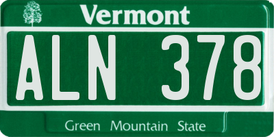 VT license plate ALN378