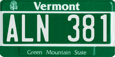 VT license plate ALN381