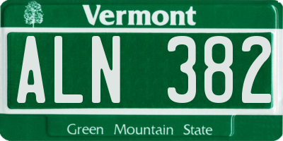 VT license plate ALN382