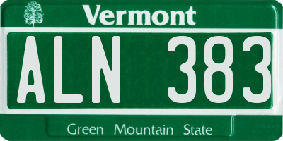 VT license plate ALN383