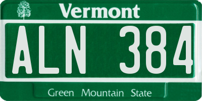 VT license plate ALN384