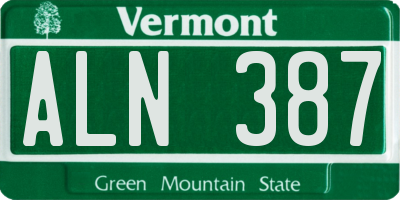 VT license plate ALN387