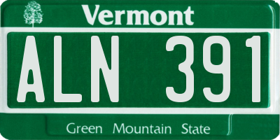 VT license plate ALN391