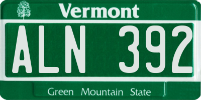 VT license plate ALN392