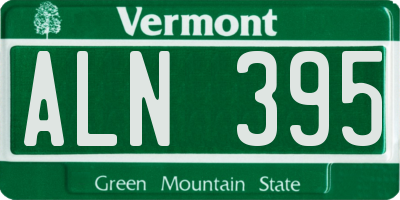VT license plate ALN395