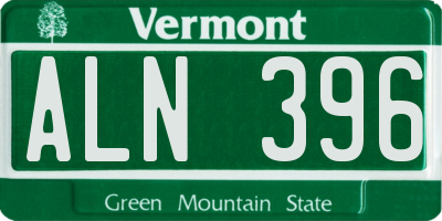 VT license plate ALN396
