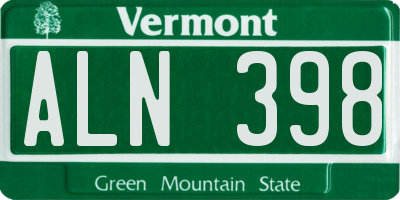 VT license plate ALN398