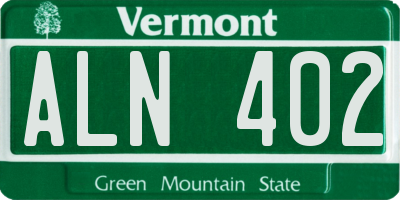 VT license plate ALN402