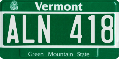 VT license plate ALN418