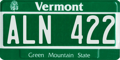 VT license plate ALN422