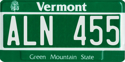VT license plate ALN455