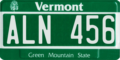 VT license plate ALN456