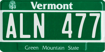 VT license plate ALN477