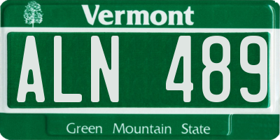 VT license plate ALN489
