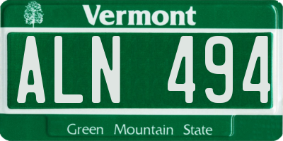 VT license plate ALN494