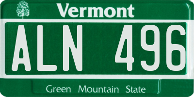 VT license plate ALN496