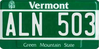 VT license plate ALN503