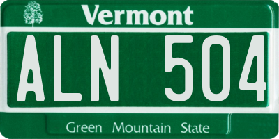 VT license plate ALN504