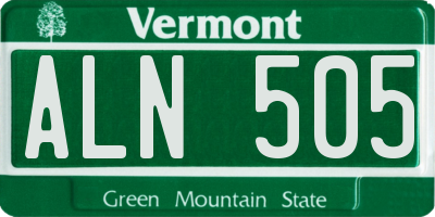 VT license plate ALN505