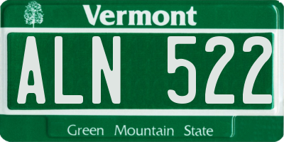 VT license plate ALN522