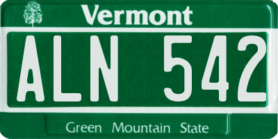VT license plate ALN542