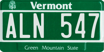 VT license plate ALN547