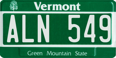VT license plate ALN549