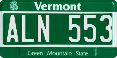 VT license plate ALN553