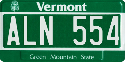 VT license plate ALN554