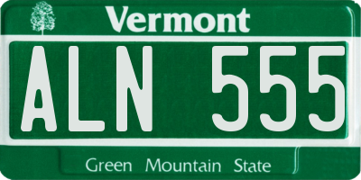 VT license plate ALN555