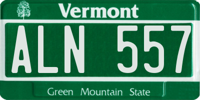 VT license plate ALN557