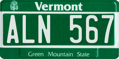 VT license plate ALN567