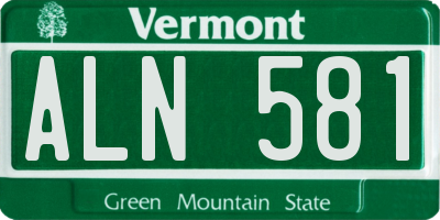 VT license plate ALN581