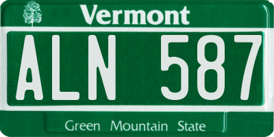 VT license plate ALN587