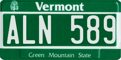 VT license plate ALN589