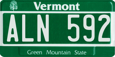 VT license plate ALN592