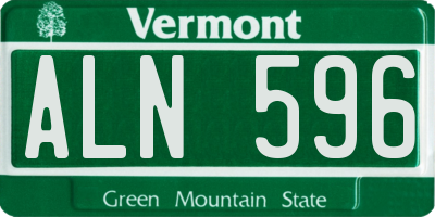 VT license plate ALN596