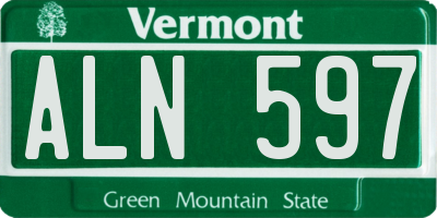 VT license plate ALN597