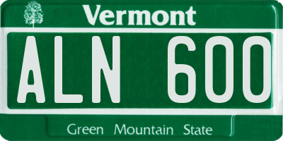 VT license plate ALN600