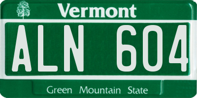 VT license plate ALN604