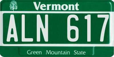 VT license plate ALN617