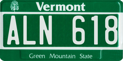 VT license plate ALN618