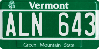 VT license plate ALN643