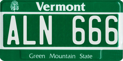 VT license plate ALN666