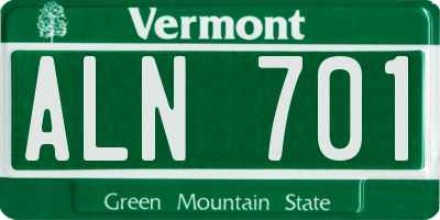 VT license plate ALN701